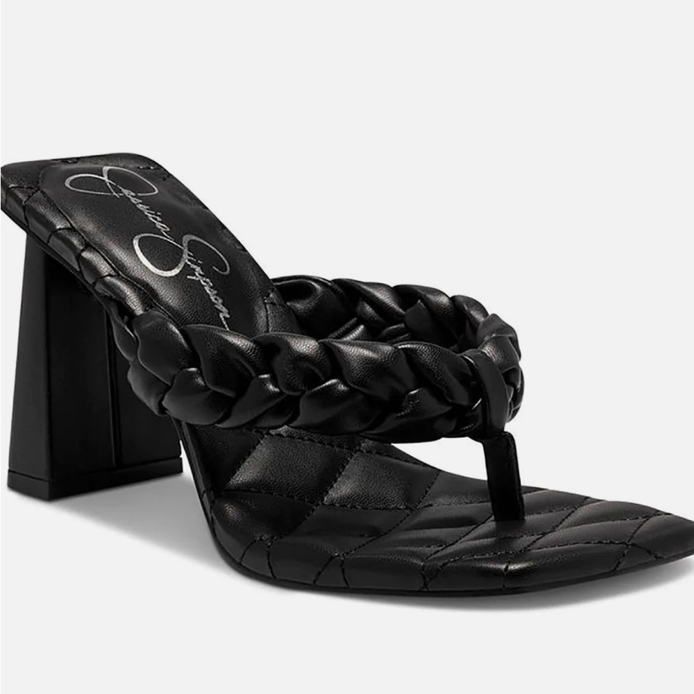 Worn once! Black braided sandals.